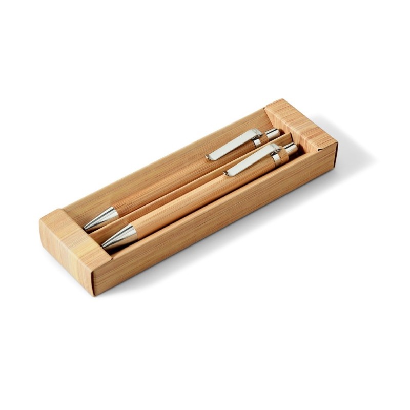 GREENY Set de bolígrafo y portaminas de bambú